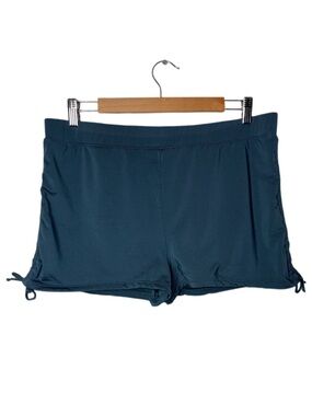 CARVE Designs Barbados Swim Shorts Teal Ruched Side Women’s Size XL